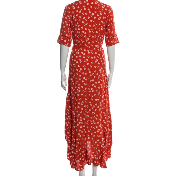 Ganni Dress Red Orange Wrap Dress Maxi Dress US size 2/4 - Picture 5 of 7
